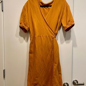 Gold Princess Highway Linen Wrap Dress